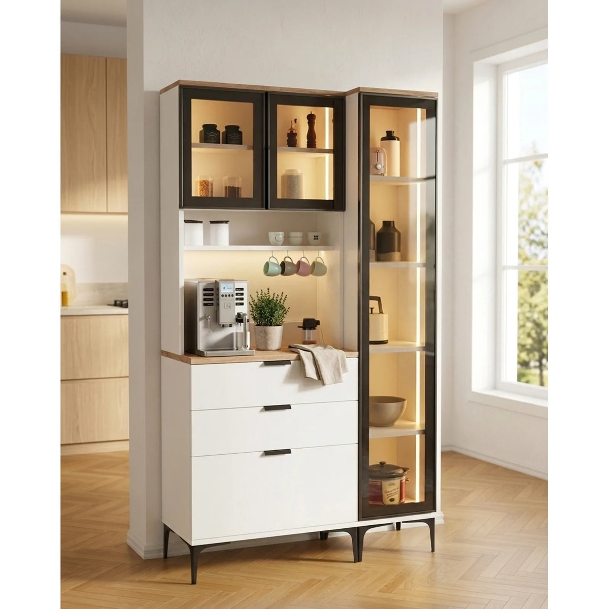Dibek Çekmeceli + 350 Ledli Dolap görsel 3