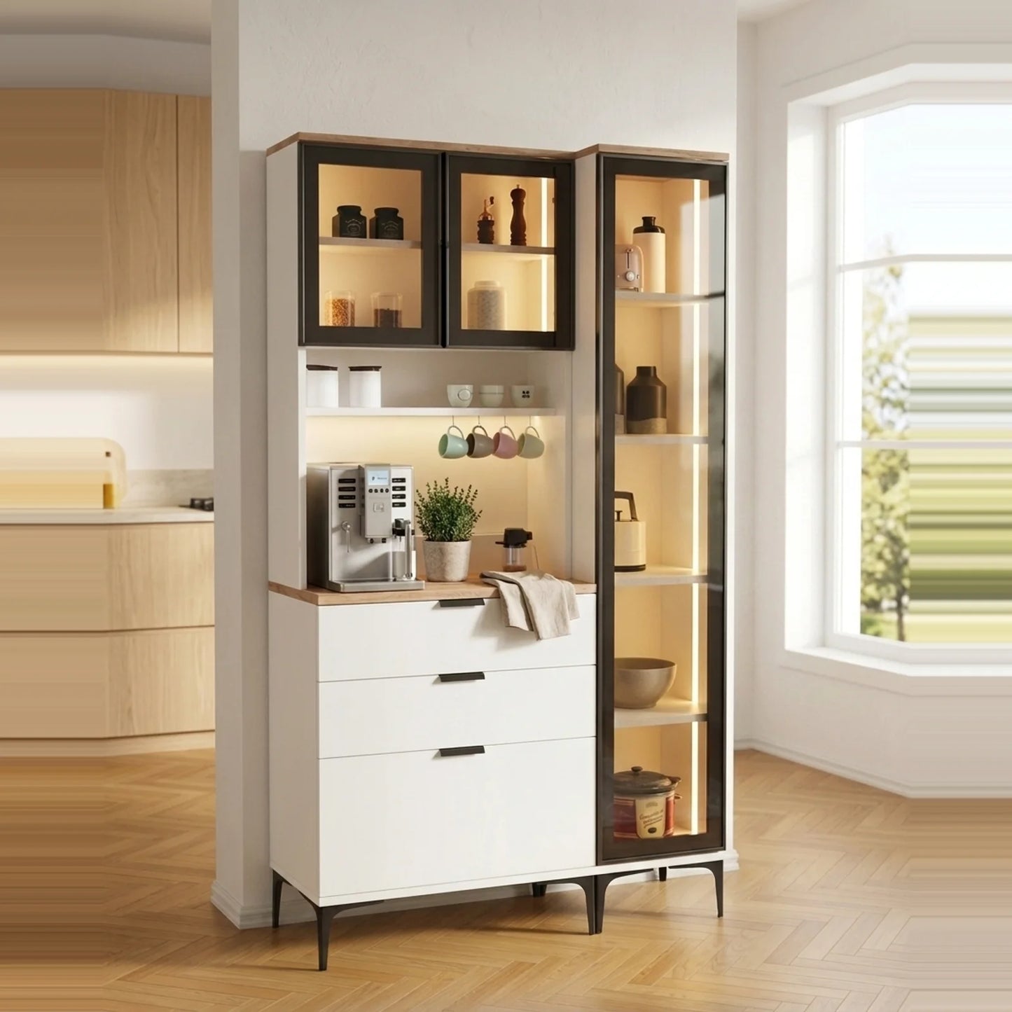 Dibek Çekmeceli + 350 Ledli Dolap görsel 6