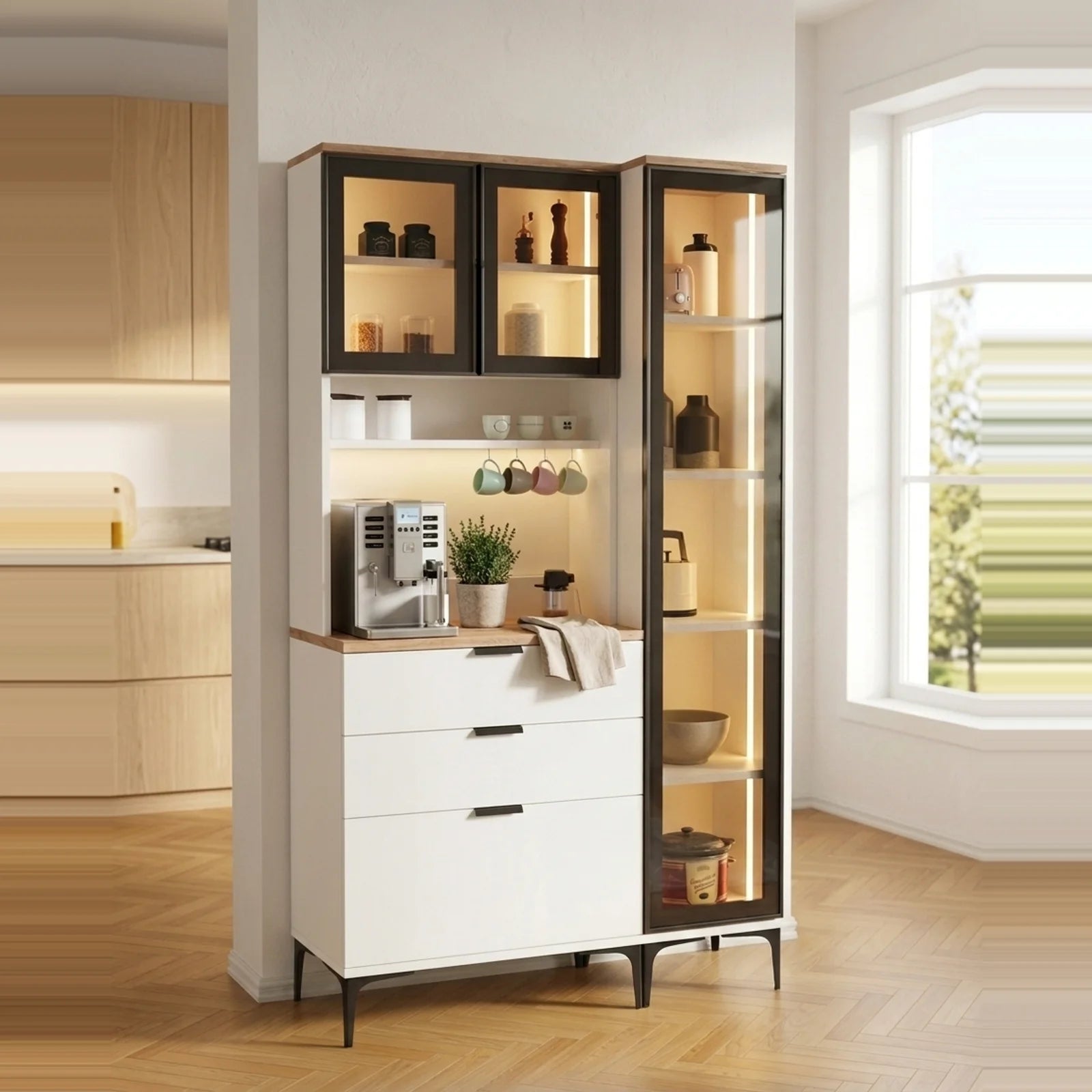 Dibek Çekmeceli + 350 Ledli Dolap görsel 6