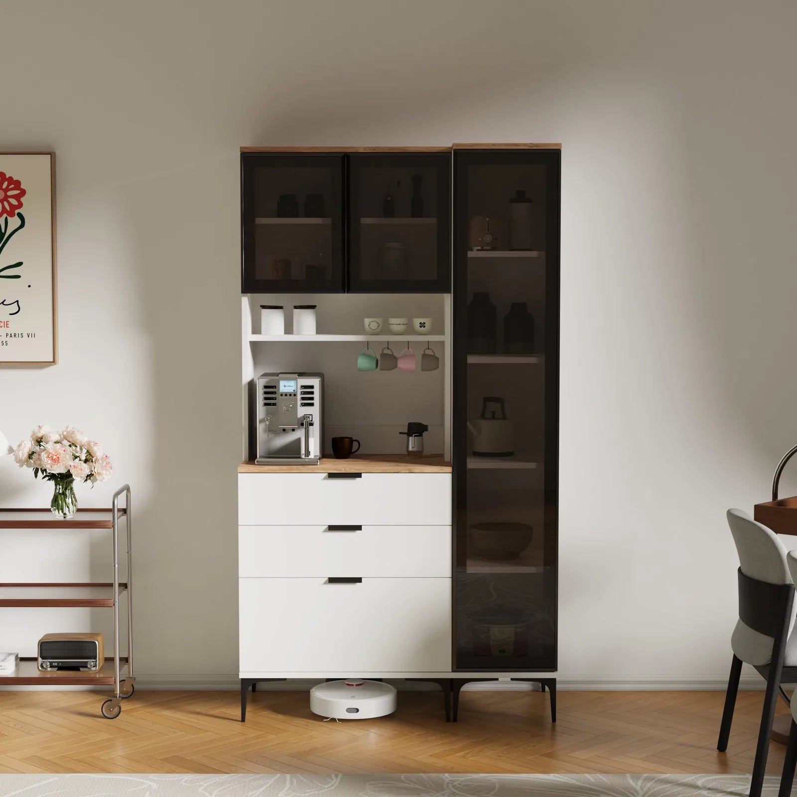 Dibek Çekmeceli + 350 Ledli Dolap görsel 2
