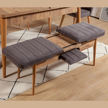 Sembol Açılır Masa Takımı Atlantik Soho Antrasit (1 Masa + 1 Bench + 2 Sandalye)