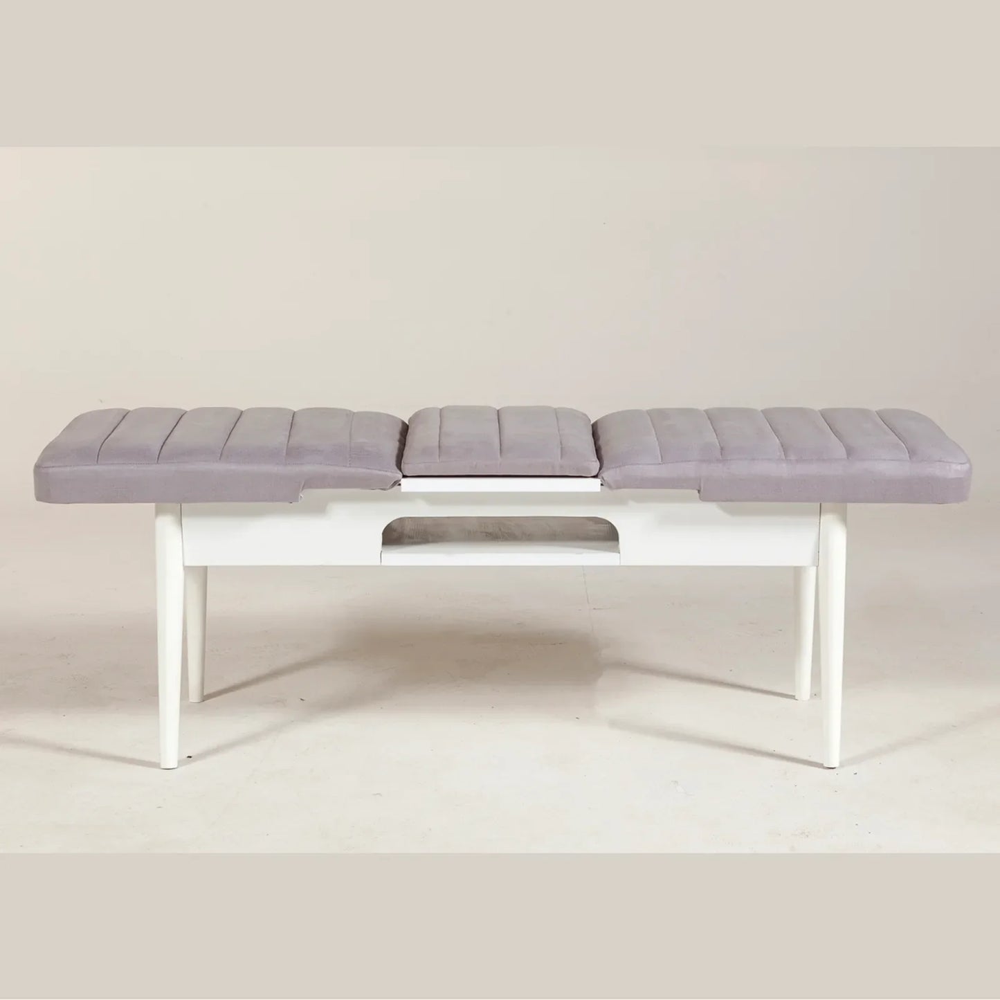 Sembol Açılır Masa Takımı Beyaz Soho Gri (1 Masa + 1 Bench + 4 Sandalye)