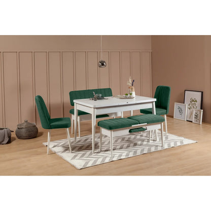 Sembol Açılır Masa Takımı Beyaz Yeşil (1 Masa + 4 Sandalye)