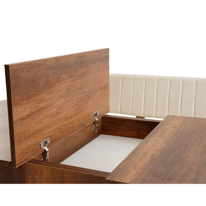 Sembol Açılır Masa Takımı Ceviz Krem 70x110 (1 Masa + 1 Bench + 4 Sandalye) - görsel 1