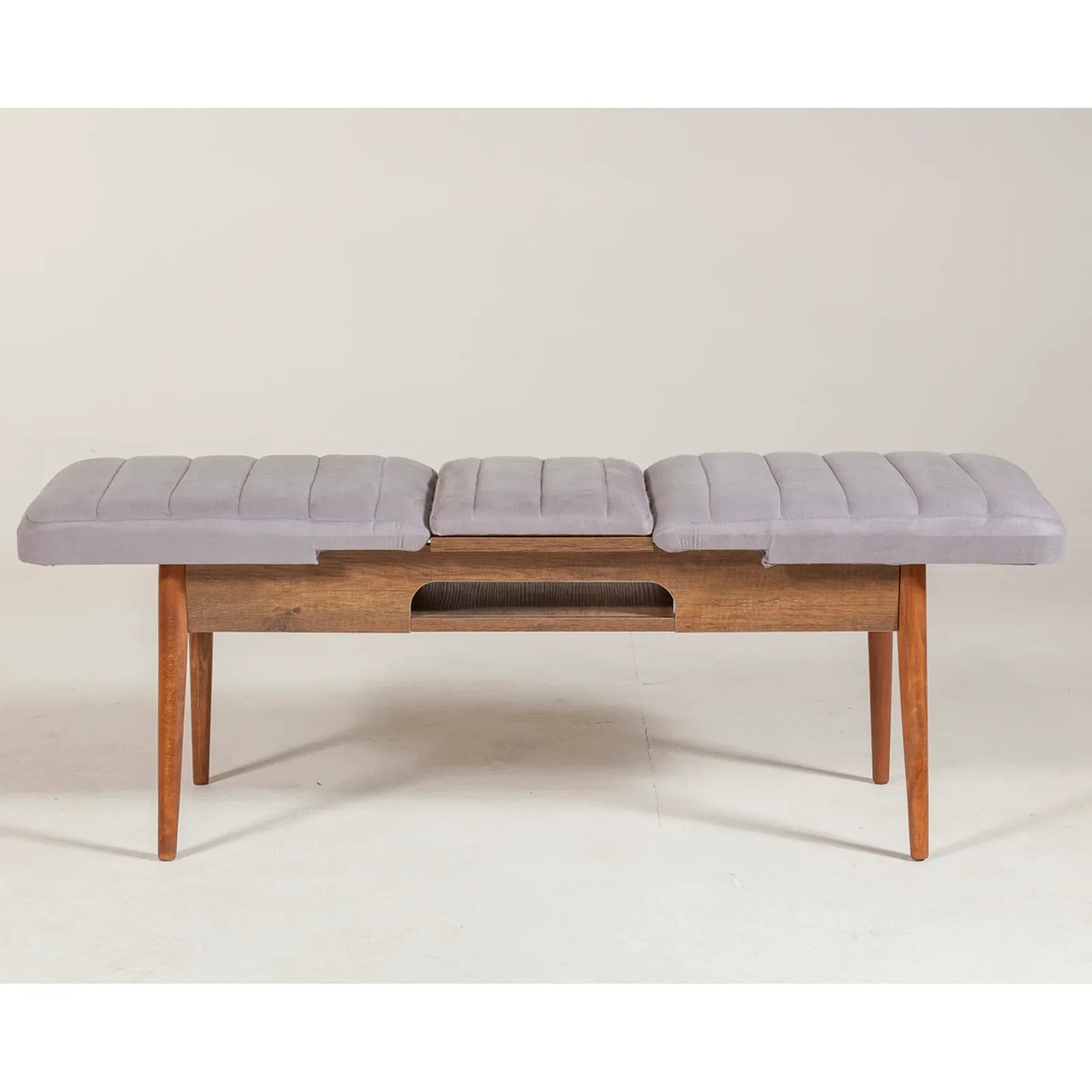 Sembol Açılır Masa Takımı Ceviz Soho Gri (1 Masa + 1 Bench + 4 Sandalye)