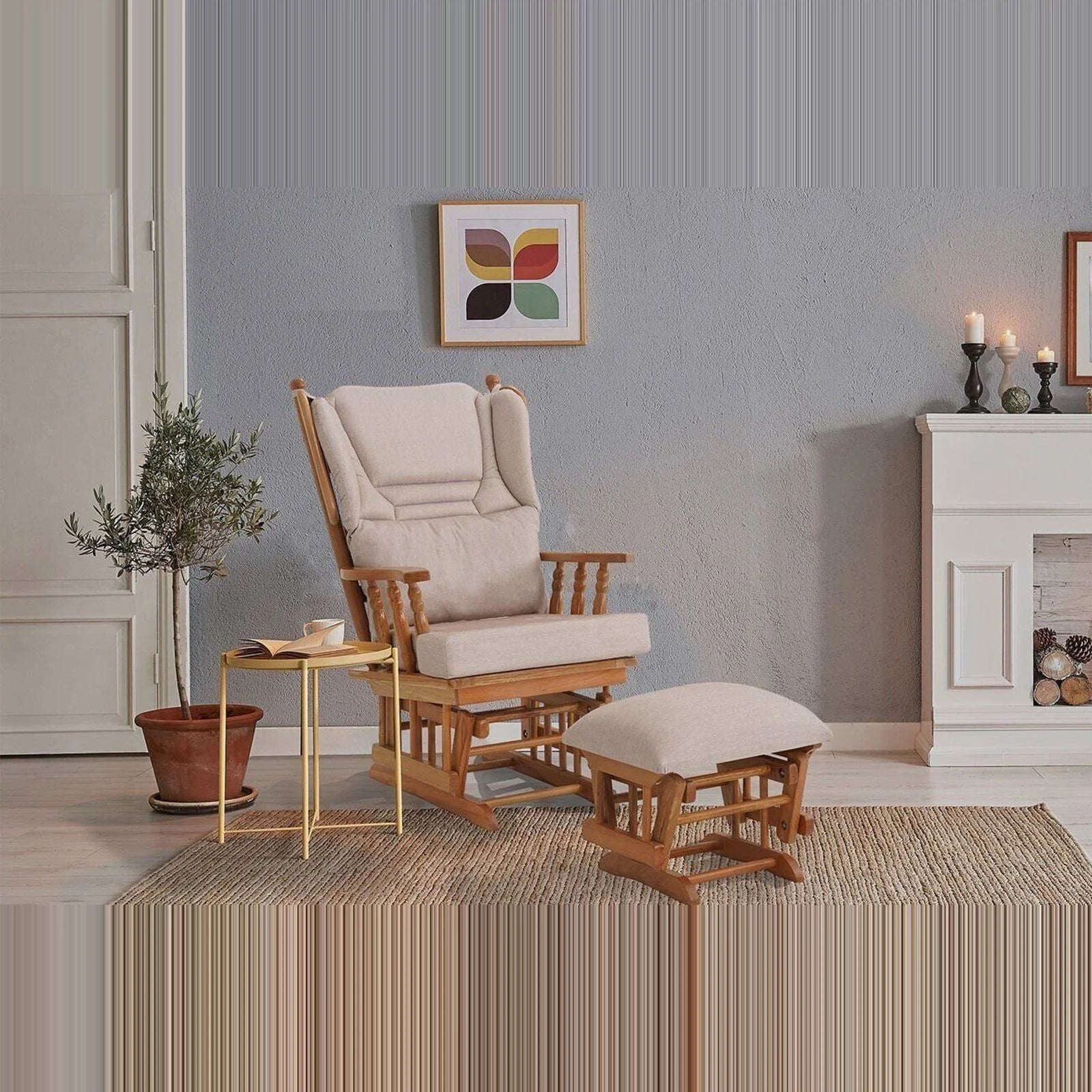Relax Sallanan Sandalye Krem görsel 6