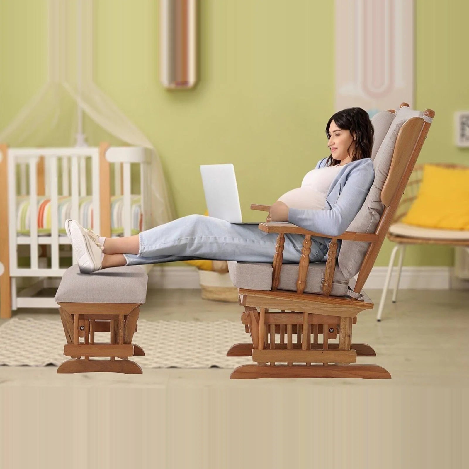 Relax Sallanan Sandalye Krem görsel 7