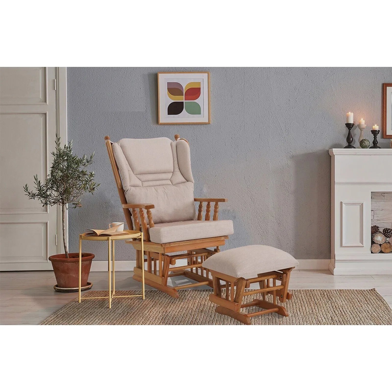 Relax Sallanan Sandalye Krem görsel 2