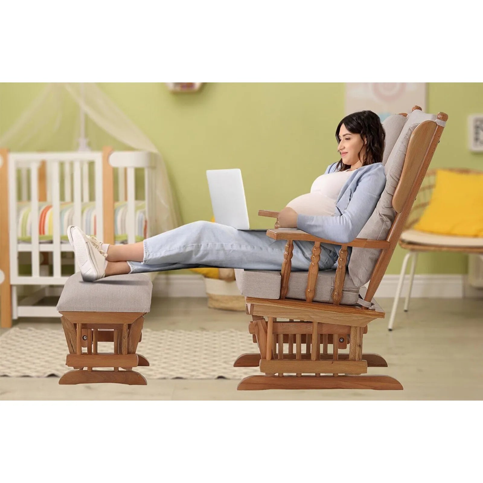 Relax Sallanan Sandalye Krem görsel 3