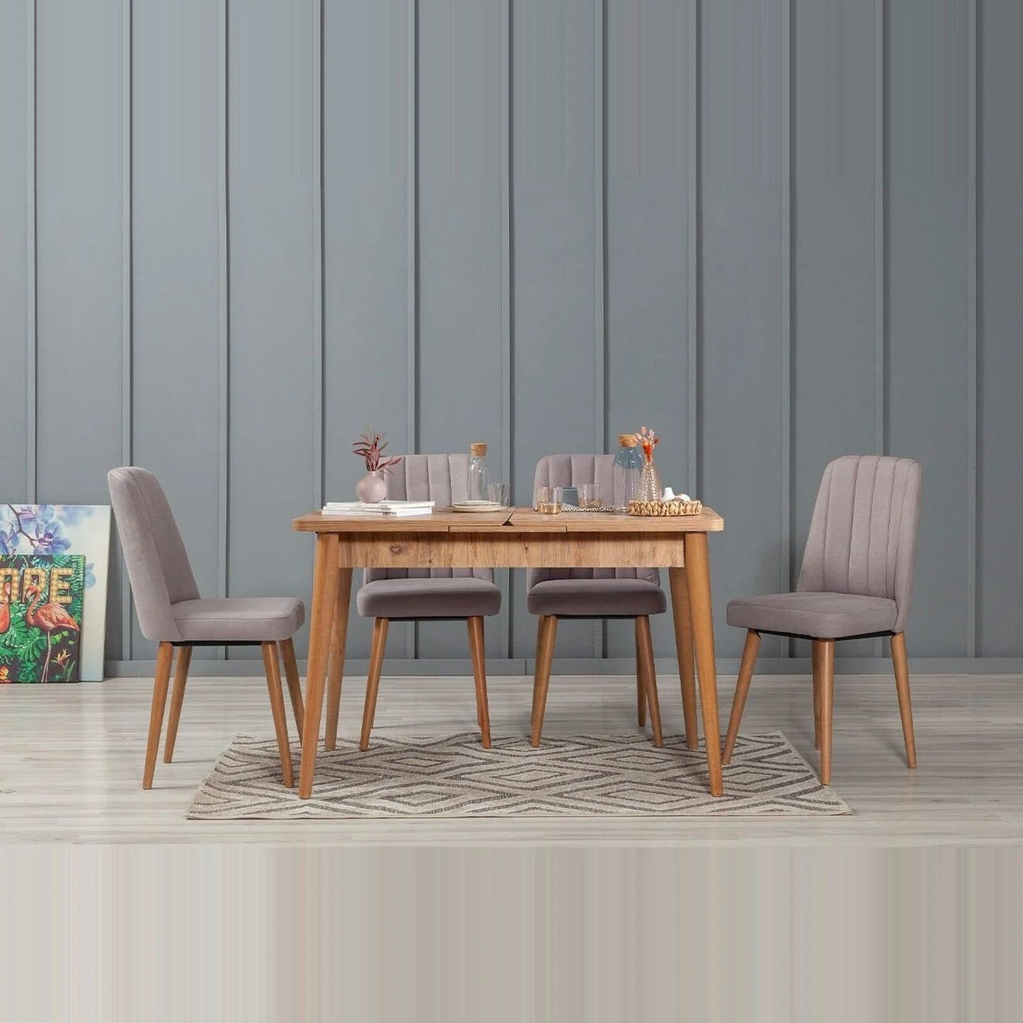 Sembol Açılır Masa Takımı Atlantik Soho Gri 70x110 (1 Masa + 4 Sandalye)
