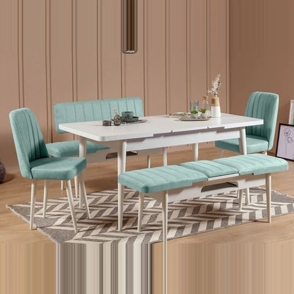 Sembol Açılır Masa Takımı Beyaz Fıstık Yeşili - Reysa Mobilya