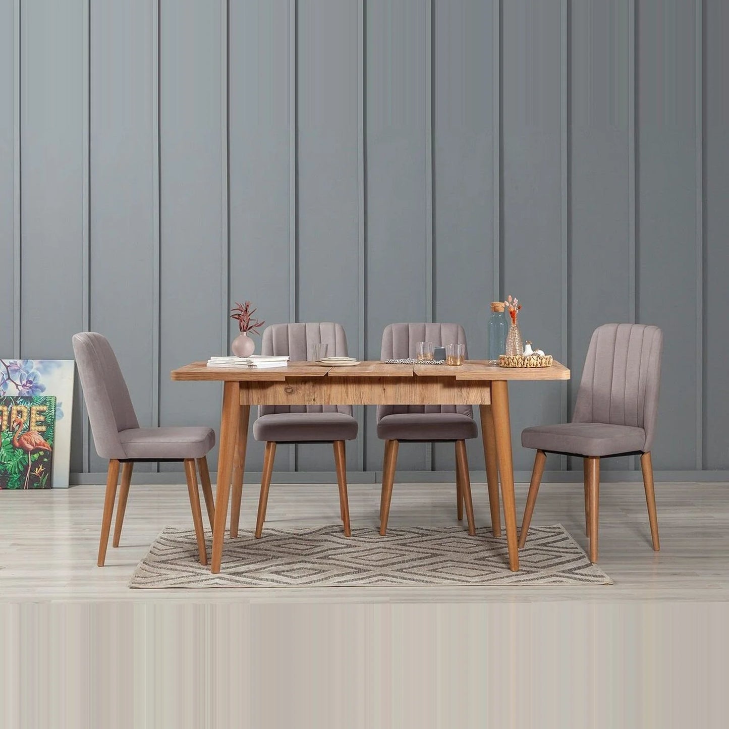 Sembol Açılır Masa Takımı Atlantik Soho Gri 70x110 (1 Masa + 4 Sandalye)