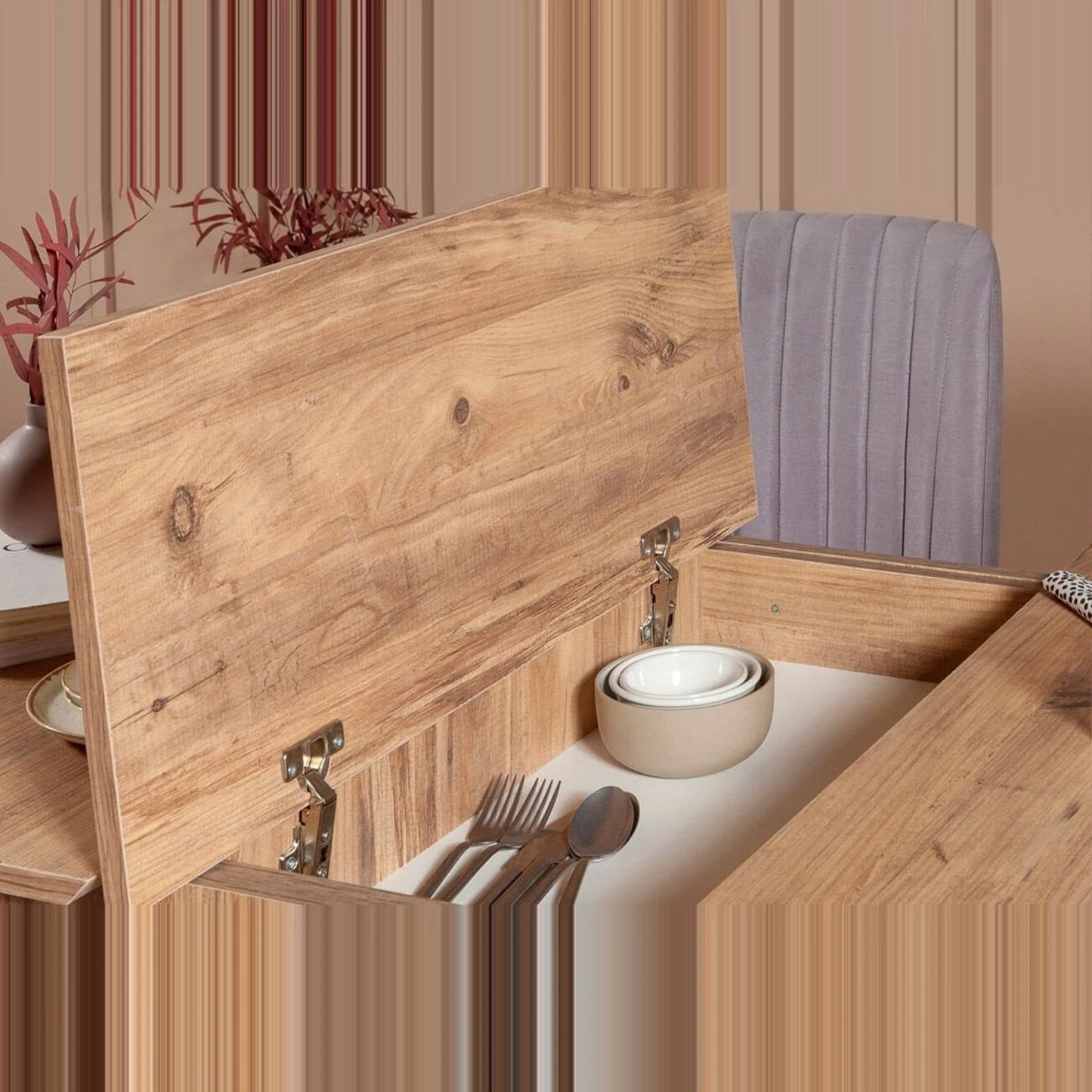 Sembol Açılır Masa Takımı Atlantik Soho Gri 70x110 (1 Masa + 4 Sandalye)