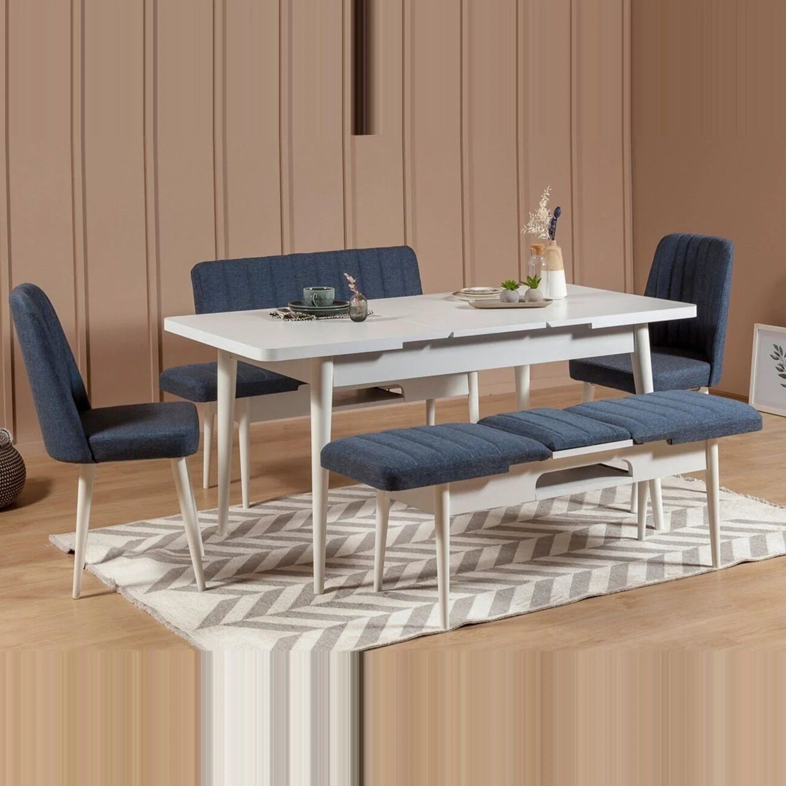 Sembol Açılır Masa Takımı Beyaz Lacivert 70x110 (1 Masa + 4 Sandalye) görsel 19