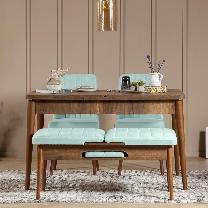 Sembol Açılır Masa Takımı Ceviz Fıstık Yeşili 70x110