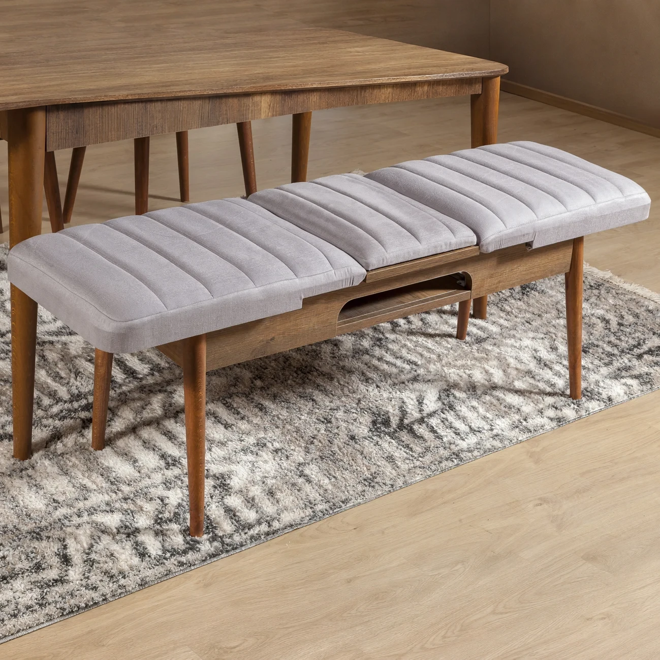 Sembol Açılır Masa Takımı Ceviz Soho Gri